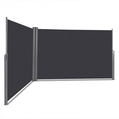 Picture of 237 x 63 Inch Patio Retractable Double Folding Side Awning Screen Divider