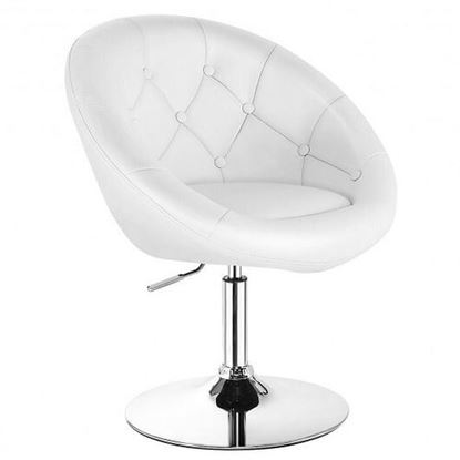Изображение 1 PC Modern Adjustable Swivel Round PU Leather Chair-Black
