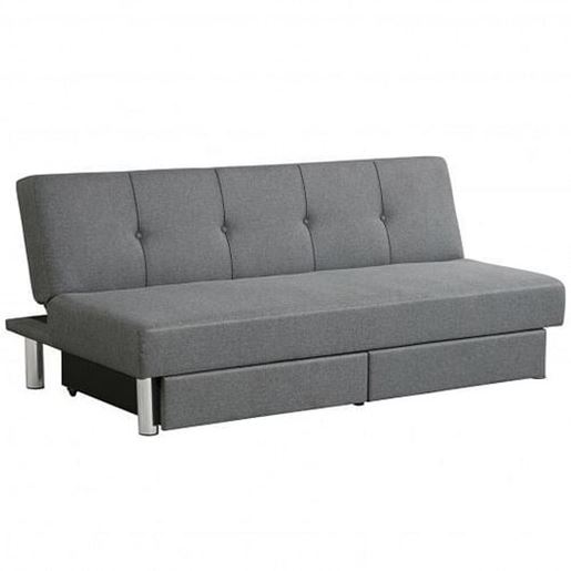 Picture of Convertible Futon Sofa Bed Adjustable Couch Sleeper with Two Drawers Grey