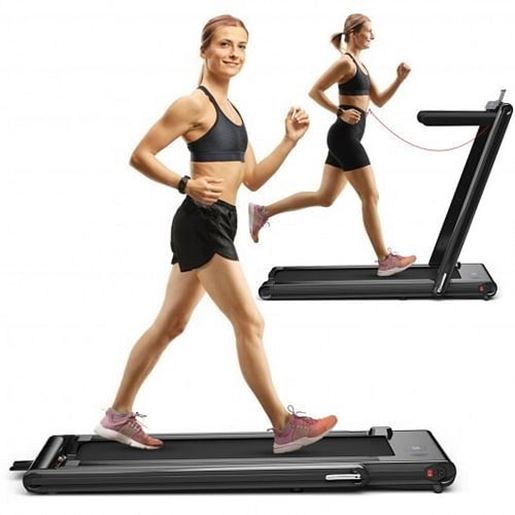 Picture of 2-in-1 Folding Treadmill 2.25HP Jogging Machine with Dual LED Display-Black