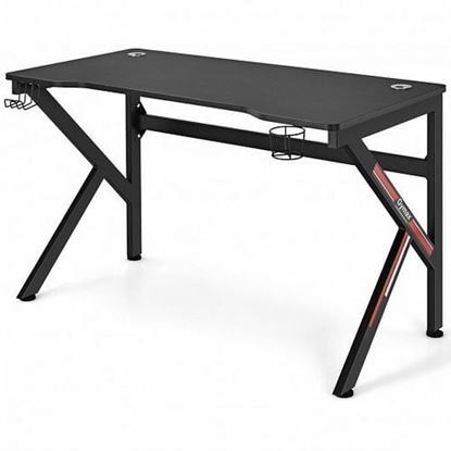 Picture of 48 Inch K-shaped Gaming Desk with Cup Holder with Headphone Hook