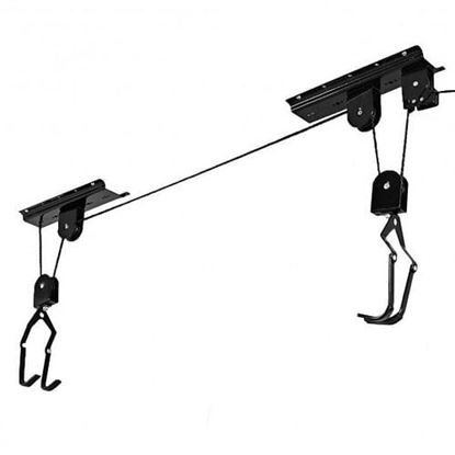 Picture of New Bike Bicycle Lift Ceiling Mounted Hoist Storage Garage Hanger Pulley Rack