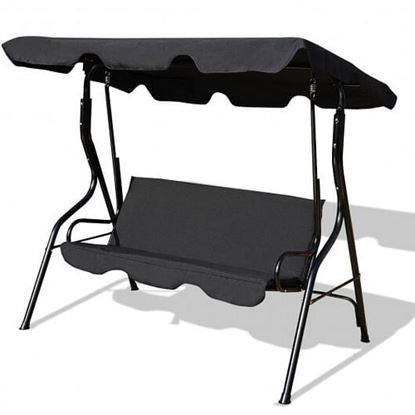 Picture of 3 Seats Patio Canopy Swing-Black