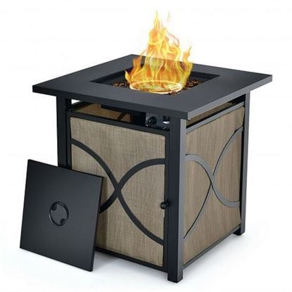 Picture of 25 Inch 40000 BTU Propane Fire Pit Table with Lid and Fire Glass