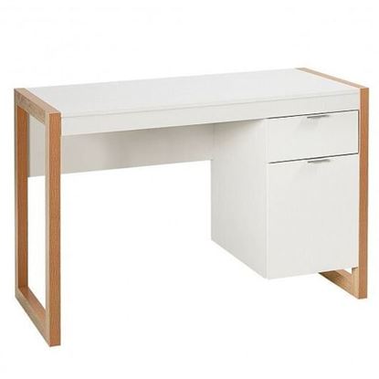 Picture of Modern Computer Desk Study Table Writing Workstation with Cabinet and Drawer-White