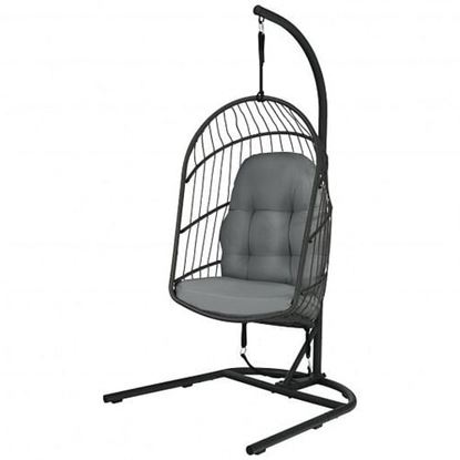 Picture of Hanging Wicker Egg Chair with Stand -Gray