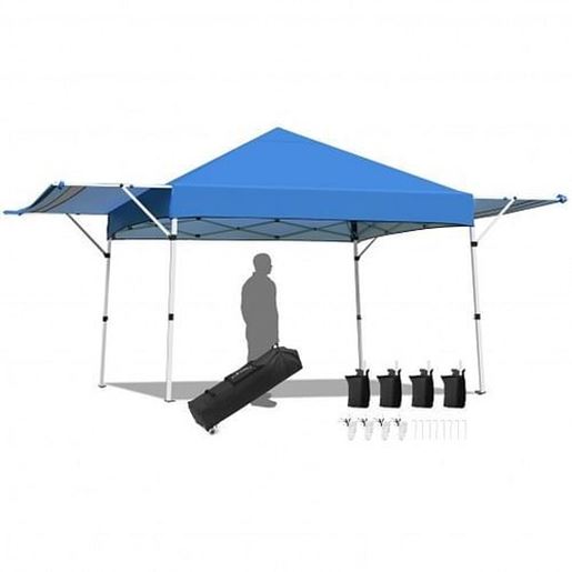 Picture of 17 Feet x 10 Feet Foldable Pop Up Canopy with Adjustable Instant Sun Shelter-Blue