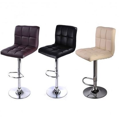 Picture of 2PC Bar Stool PU Leather Barstools Chairs Adjustable Counter Swivel Pub Style-black