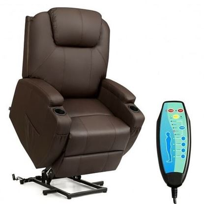 Picture of Electric Lift Power Recliner Heated Vibration Massage Chair-Black