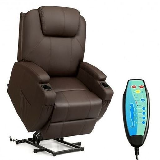 Foto de Electric Lift Power Recliner Heated Vibration Massage Chair-Black