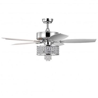 Picture of 50 Inch Electric Crystal Ceiling Fan with Light Adjustable Speed Remote Control-Silver