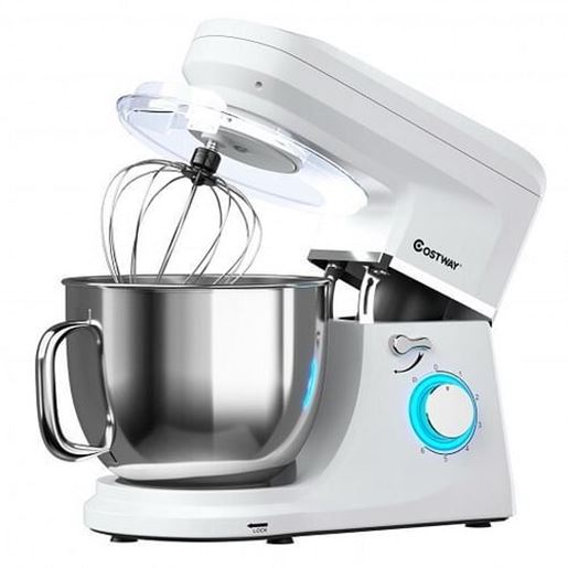 Picture of 7.5 QT Tilt-Head Stand Mixer 6 Speed 660W with Dough Hook Beater -White