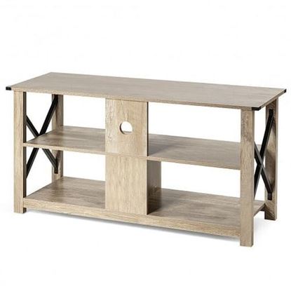 Picture of Modern Farmhouse TV Stand Entertainment Center for TV's up to 55-Inch with Open Shelves