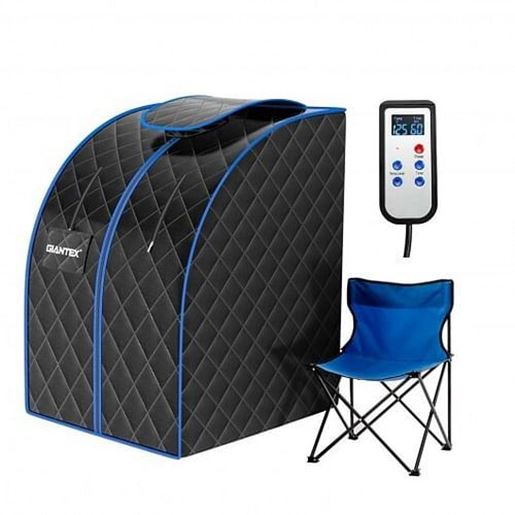 Picture of Portable Personal Far Infrared Sauna with Heating Foot Pad and Chair-Black