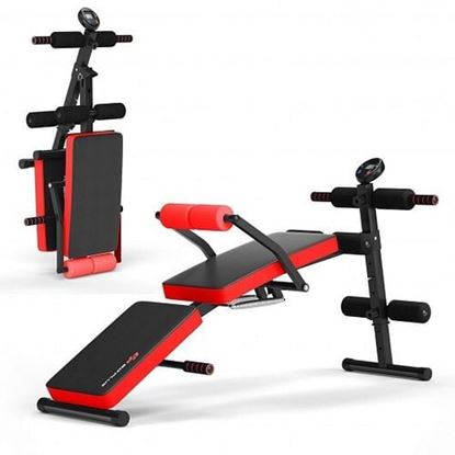 Picture of Multi-Functional Foldable Weight Bench Adjustable Sit-up Board with Monitor-Red