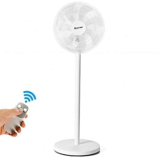 Picture of 16 Inch Oscillating Pedestal 3-Speed Adjustable Height Fan with Remote Control-White