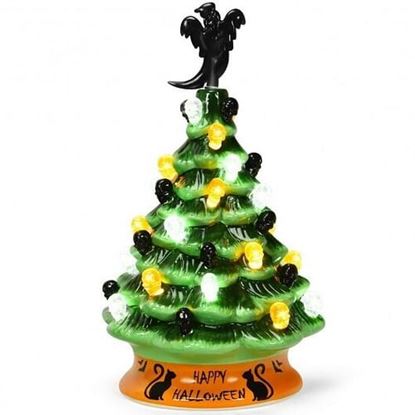 Picture of 11.5 Inch Pre-Lit Ceramic Hand-Painted Tabletop Halloween Tree