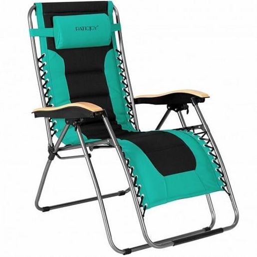 Picture of Oversize Folding Adjustable Padded Zero Gravity Lounge Chair-Turquoise