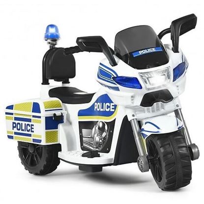 Image de 6V 3-Wheel Kids Police Ride On Motorcycle with Backrest