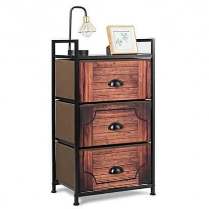 Picture of 3 Drawer Fabric Dresser Storage Tower Nightstand