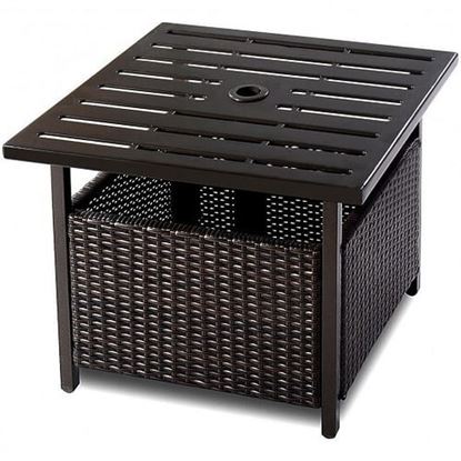 Picture of Outdoor Patio Rattan Wicker Steel Side Deck Table