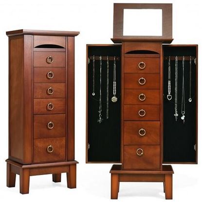 Picture of Wooden Jewelry Cabinet Storage Organizer with 6 Drawers