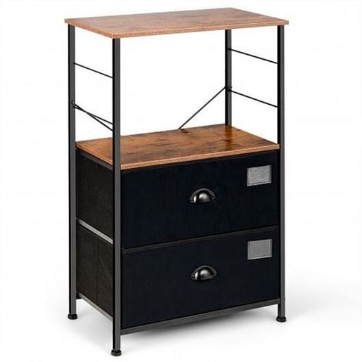 Picture of 2-Drawer Storage Shelf for Bedroom  Closet  Entryway-Black