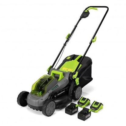 Picture of 13 Inch Cordless Lawn Mower with Brushless Motor  4Ah Battery and Charger-Green