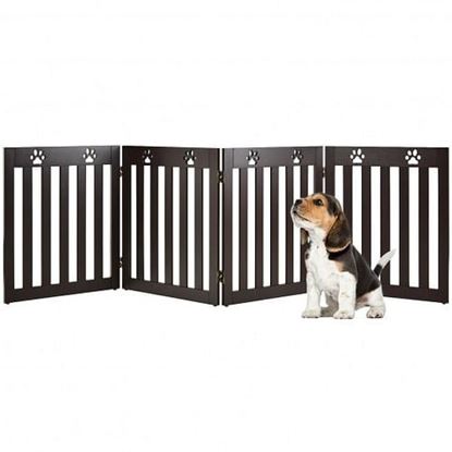 Picture of 24" Folding Wooden Freestanding Pet Gate Dog Gate with 360?Â° Hinge -Espresso