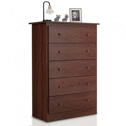 Picture of Functional Storage Organized Dresser with 5 Drawer-Brown