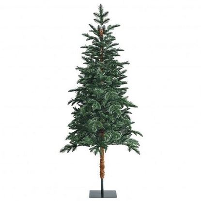 Picture of 6 Feet Pre-Lit Artificial Hinged Pencil Christmas Tree with 250 Lights and Metal Stand