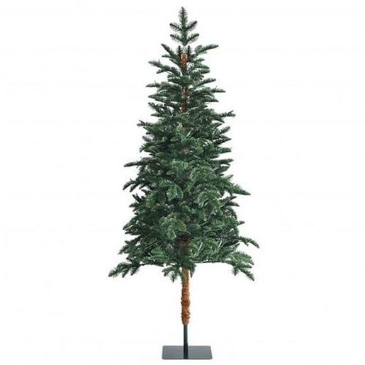 Picture of 6 Feet Pre-Lit Artificial Hinged Pencil Christmas Tree with 250 Lights and Metal Stand