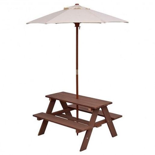 Picture of Outdoor 4-Seat Kid's Picnic Table Bench with Umbrella