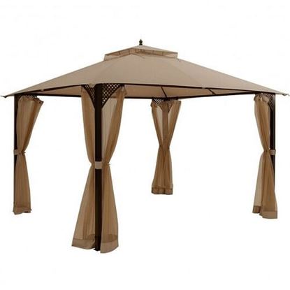 Picture of 12' x 10'Outdoor Double Top Patio Gazebo-Brown