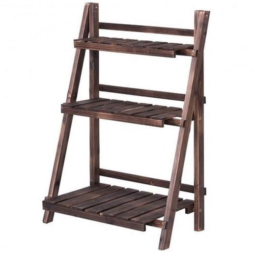 Picture of 3 Tier Outdoor Wood Design Folding Display Flower Stand