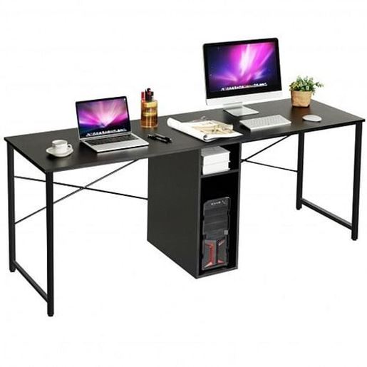 Picture of 79" Multifunctional Office Desk for 2 Person with Storage-Black