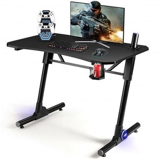 Picture of 43.5 Inch Height Adjustable Gaming Desk with Blue LED Lights