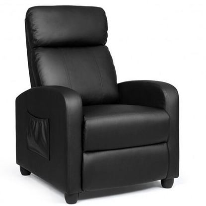 Picture of Recliner Sofa Wingback Chair with Massage Function-Black