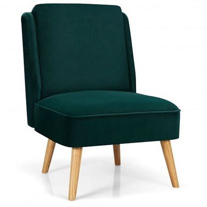 Picture of Velvet Accent Chair with Rubber Wood Legs for Living Room-Green