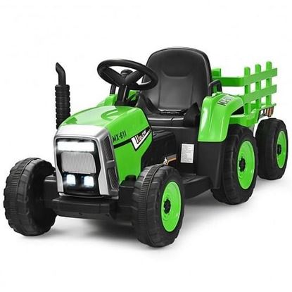 Foto de 12V Ride on Tractor with 3-Gear-Shift Ground Loader for Kids 3+ Years Old-Green