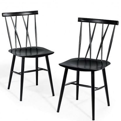 Picture of Set of 2 Armless Cross Back Kitchen Dining Side Chairs