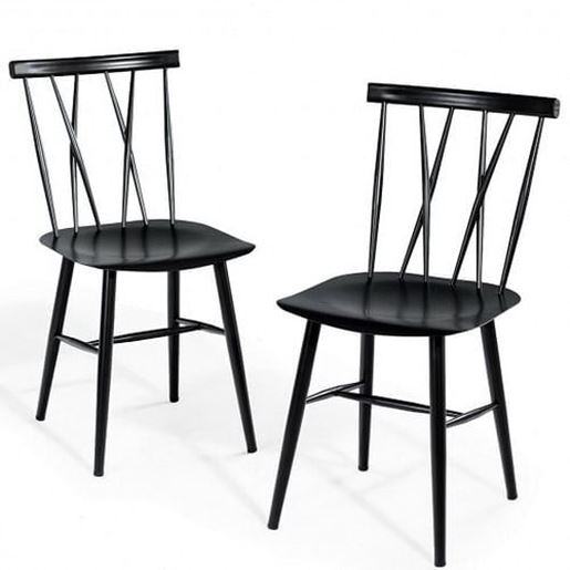 Picture of Set of 2 Armless Cross Back Kitchen Dining Side Chairs