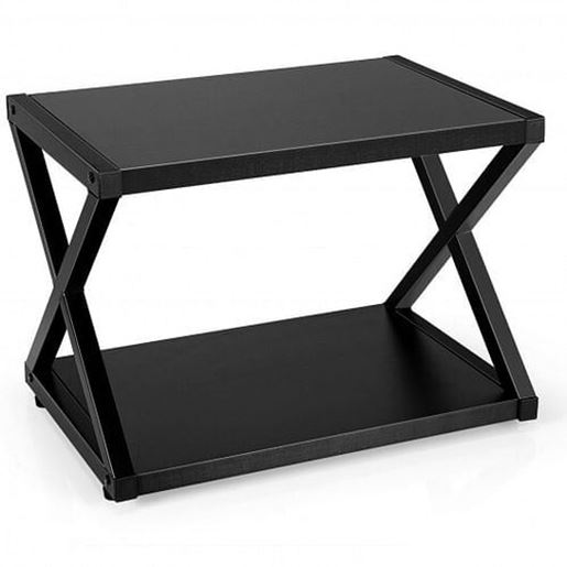 Picture of Desktop Printer Stand 2 Tiers Storage Shelves with Anti-Skid Pads Black