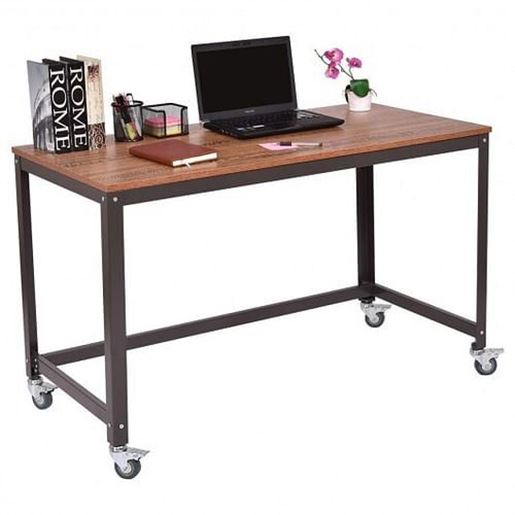 Picture of Metal Frame Computer Desk with Wheels