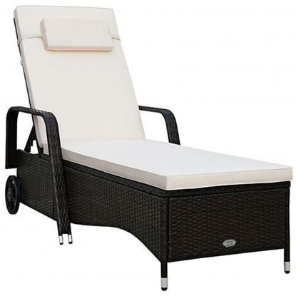 Picture of Outdoor Recliner Cushioned Chaise Lounge with Adjustable Backrest