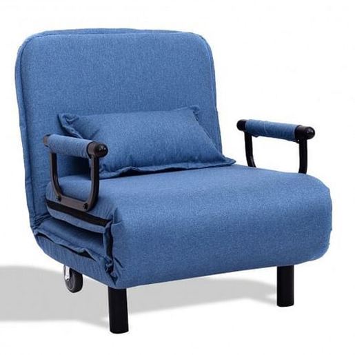 Picture of Convertible Folding Leisure Recliner Sofa Bed-Blue