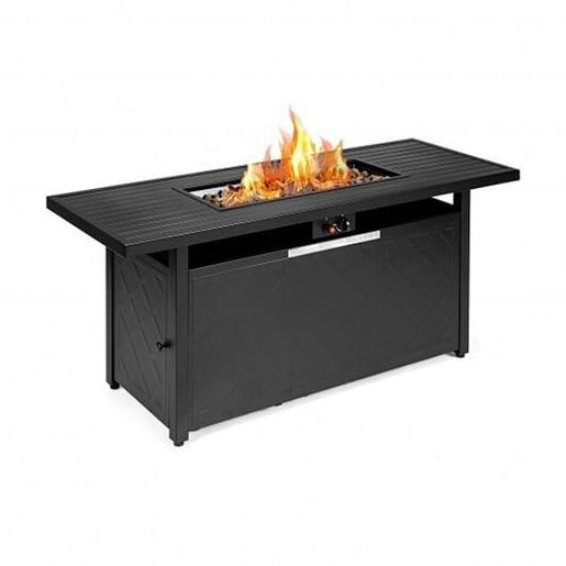 Picture of 57 Inch 50000 Btu Rectangular Propane Outdoor Fire Pit Table-Black