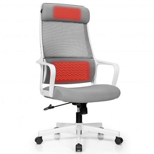 Picture of Adjustable Mesh Office Chair with Heating Support Headrest-Gray