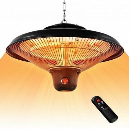 Picture of 1500W Electric Hanging Ceiling Mounted Infrared Heater with Remote Control-Black