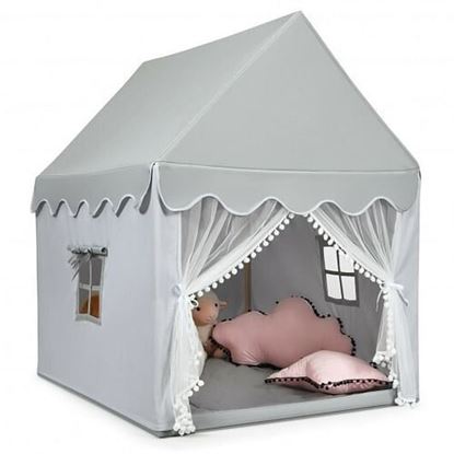 Picture of Kids Large Play Castle Fairy Tent with Mat-Gray